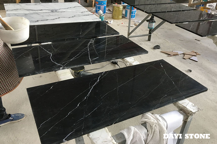 Table Tops Marble Black Marquina Marble Square Polished 150x60x2cm - Dayi Stone